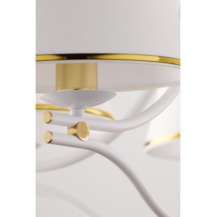 Jupiter 2084 - SAMBA ljuskrona med kedja 5xE27/15W/230V vit/guld