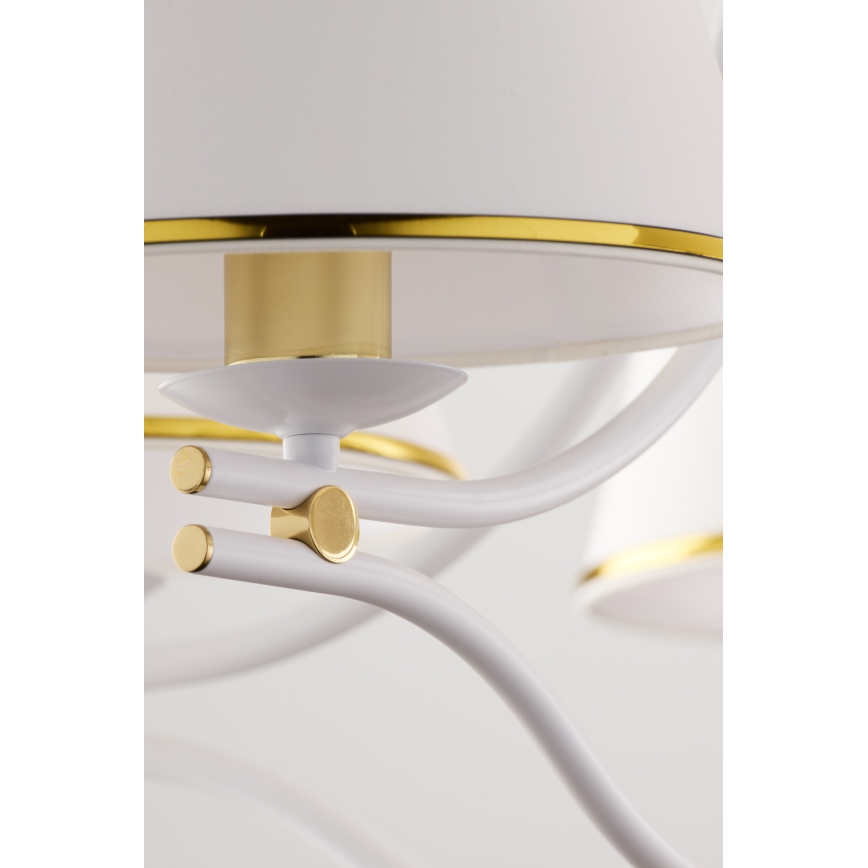 Jupiter 2084 - SAMBA ljuskrona med kedja 5xE27/15W/230V vit/guld