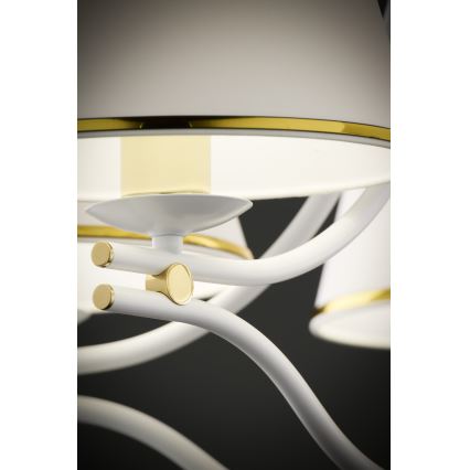 Jupiter 2084 - SAMBA ljuskrona med kedja 5xE27/15W/230V vit/guld