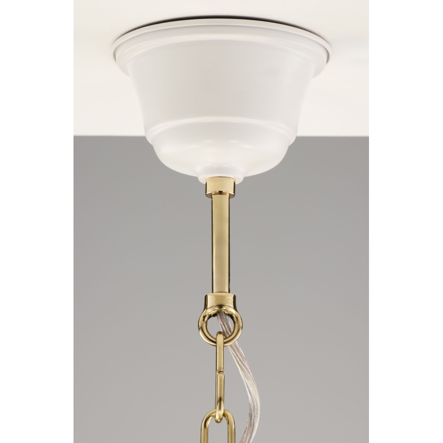Jupiter 2084 - SAMBA ljuskrona med kedja 5xE27/15W/230V vit/guld