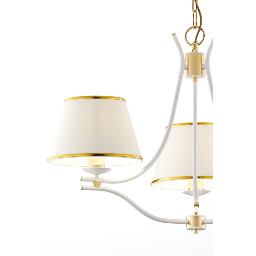 Jupiter 2085 - Ljuskrona med kedja SAMBA 3xE27/15W/230V vit/guld