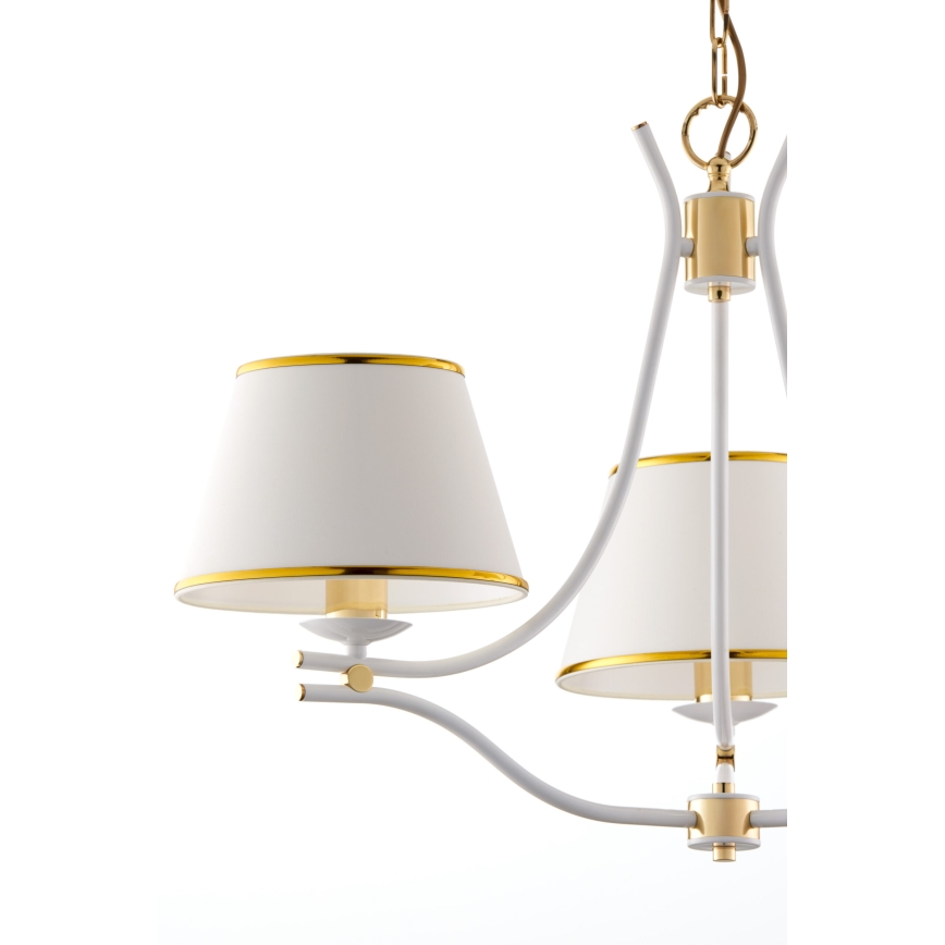Jupiter 2085 - Ljuskrona med kedja SAMBA 3xE27/15W/230V vit/guld