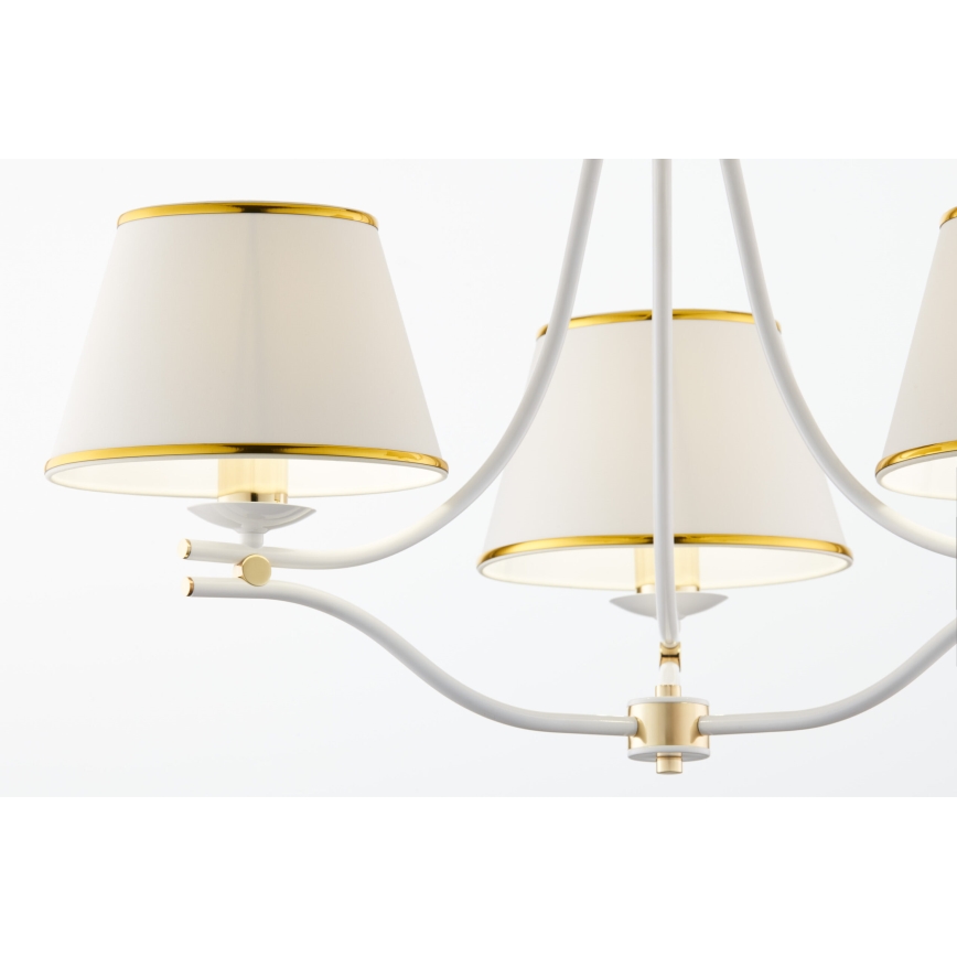 Jupiter 2085 - Ljuskrona med kedja SAMBA 3xE27/15W/230V vit/guld