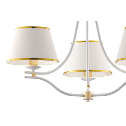 Jupiter 2085 - Ljuskrona med kedja SAMBA 3xE27/15W/230V vit/guld