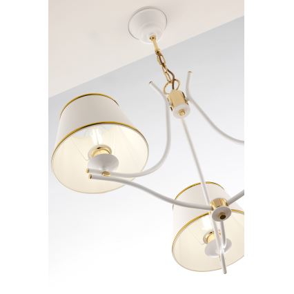 Jupiter 2085 - Ljuskrona med kedja SAMBA 3xE27/15W/230V vit/guld