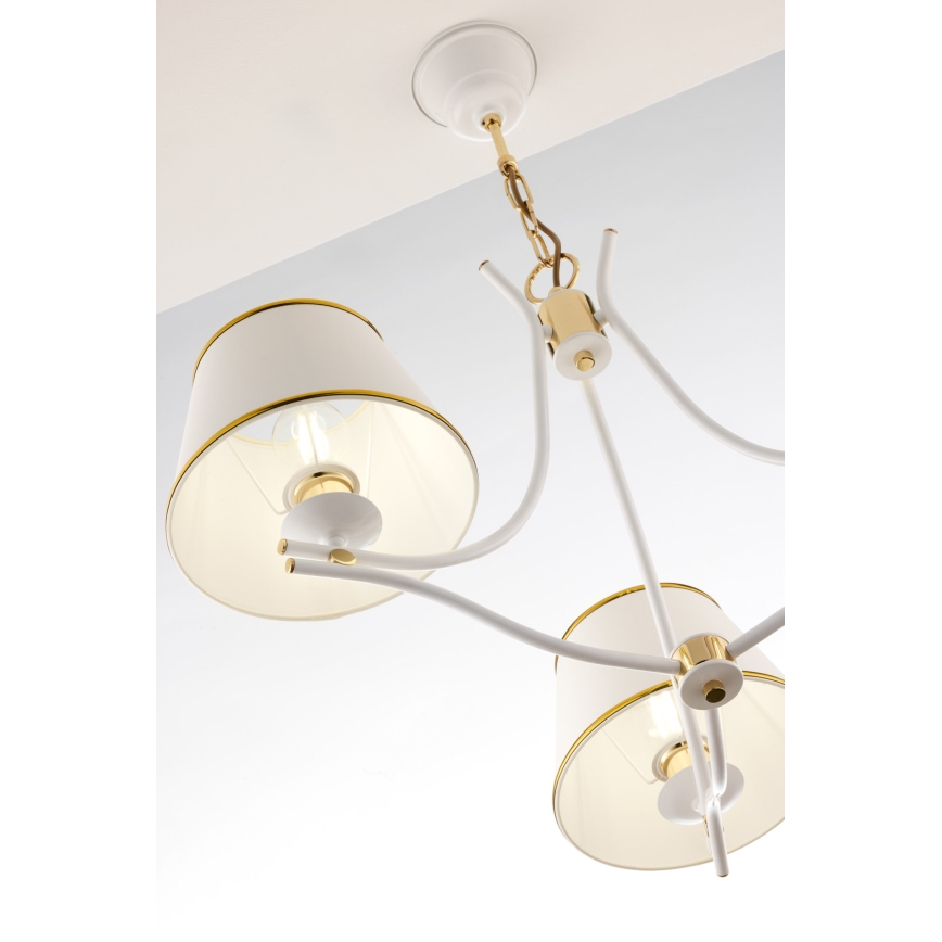 Jupiter 2085 - Ljuskrona med kedja SAMBA 3xE27/15W/230V vit/guld