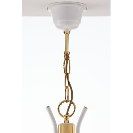 Jupiter 2085 - Ljuskrona med kedja SAMBA 3xE27/15W/230V vit/guld