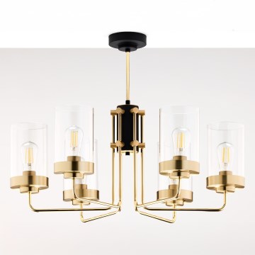 Jupiter 2089 - Ljuskrona på stång RAMIREZ 6xE27/15W/230V guld/svart