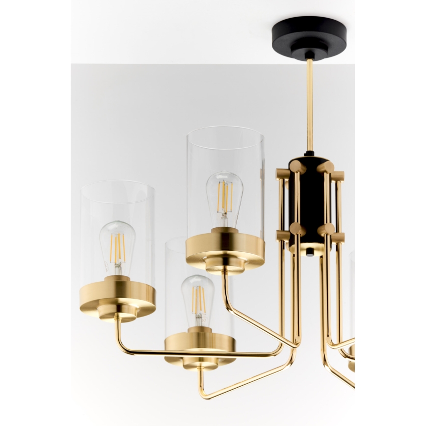 Jupiter 2089 - Ljuskrona på stång RAMIREZ 6xE27/15W/230V guld/svart