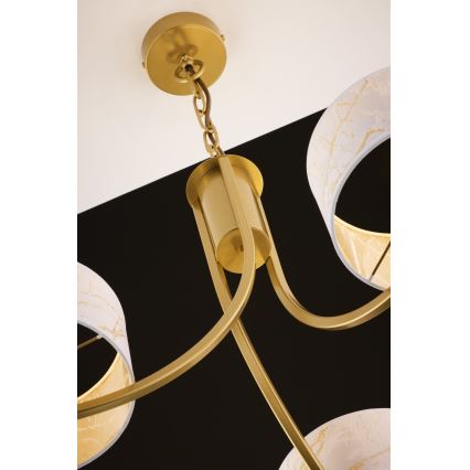 Jupiter 2096 - Ljuskrona med kedja ARTHUR 3xE27/15W/230V vit/guld/marmordekor
