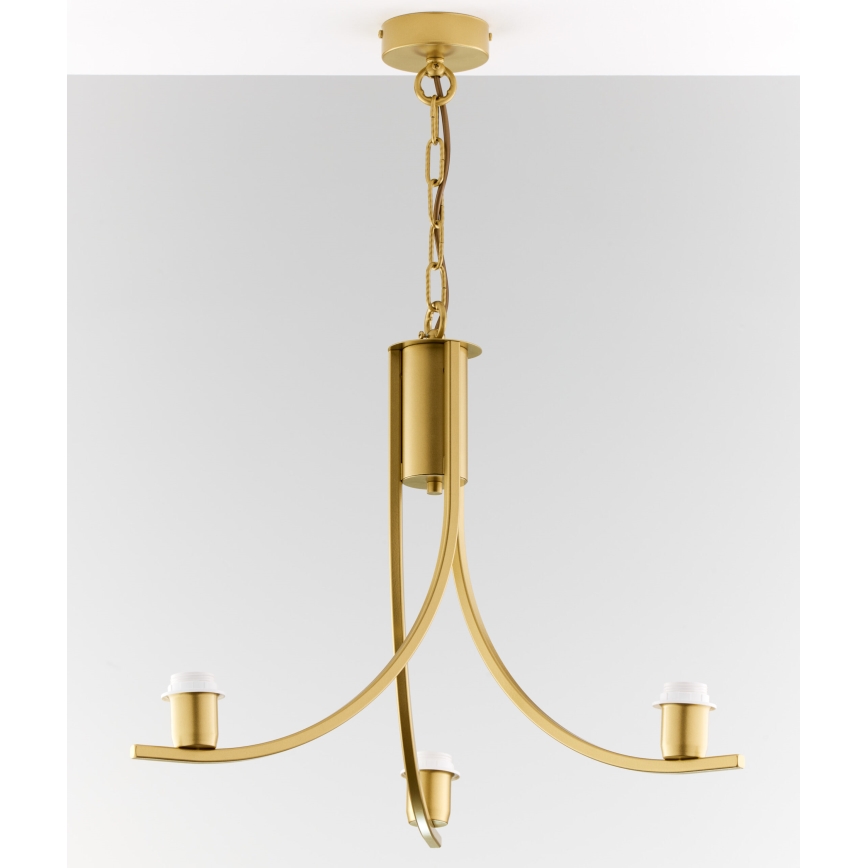Jupiter 2096 - Ljuskrona med kedja ARTHUR 3xE27/15W/230V vit/guld/marmordekor