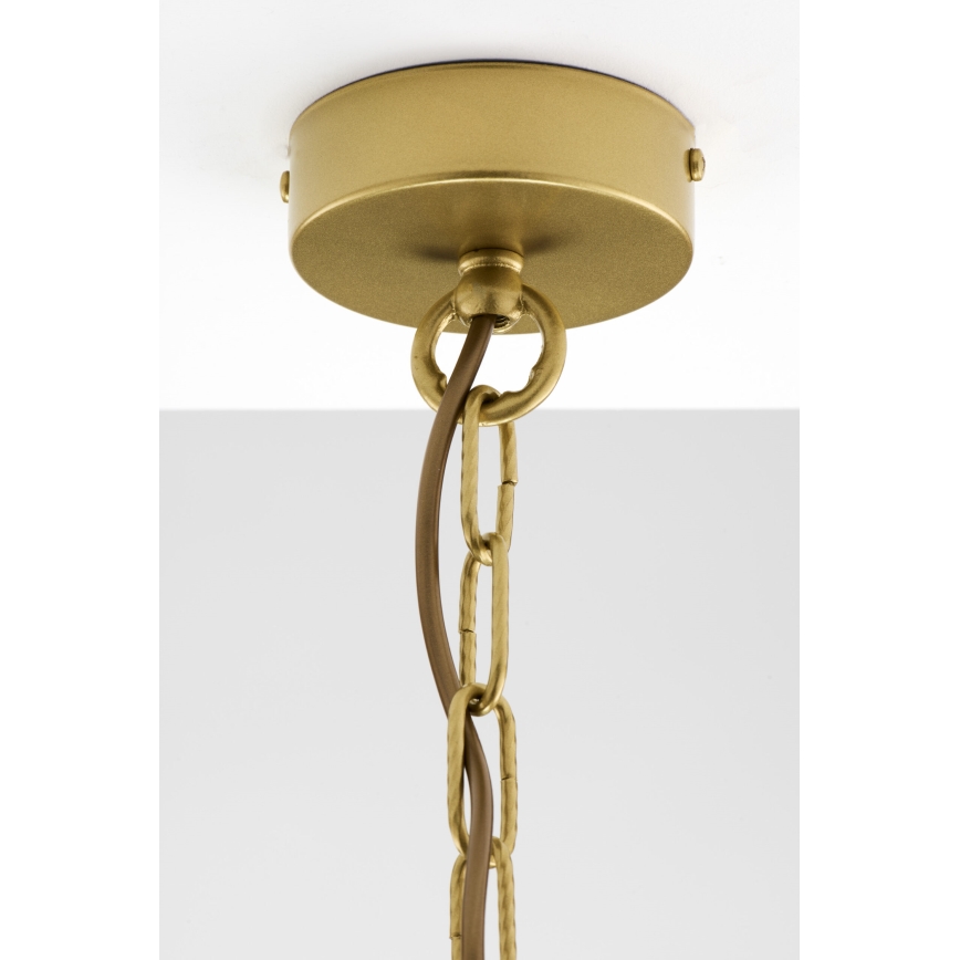 Jupiter 2096 - Ljuskrona med kedja ARTHUR 3xE27/15W/230V vit/guld/marmordekor