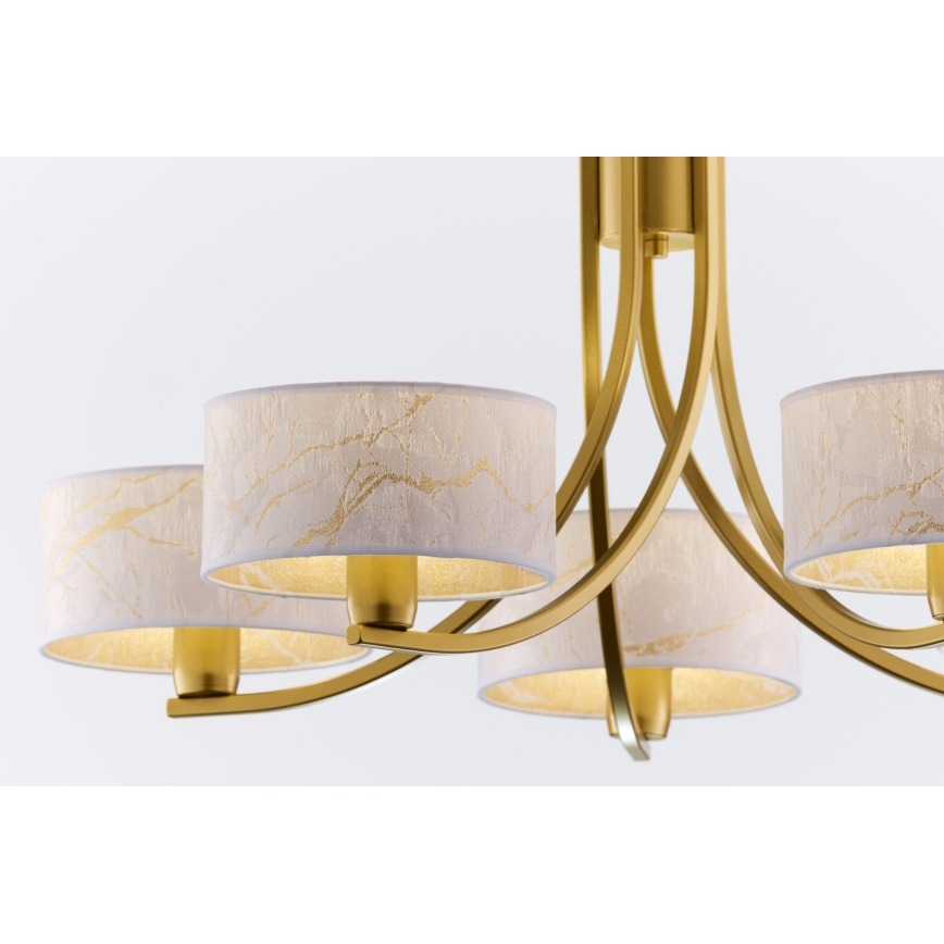 Jupiter 2097 - Kedjehängd ljuskrona ARTHUR 5xE27/15W/230V vit/guld/marmordekor