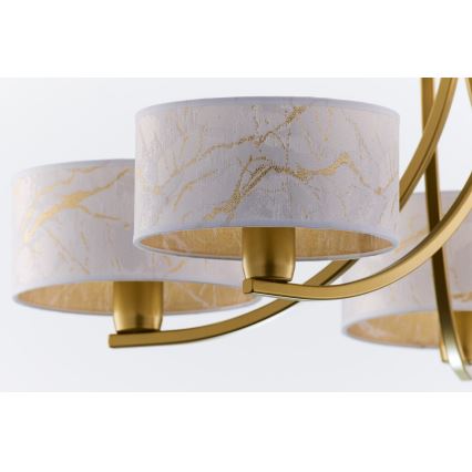 Jupiter 2097 - Kedjehängd ljuskrona ARTHUR 5xE27/15W/230V vit/guld/marmordekor