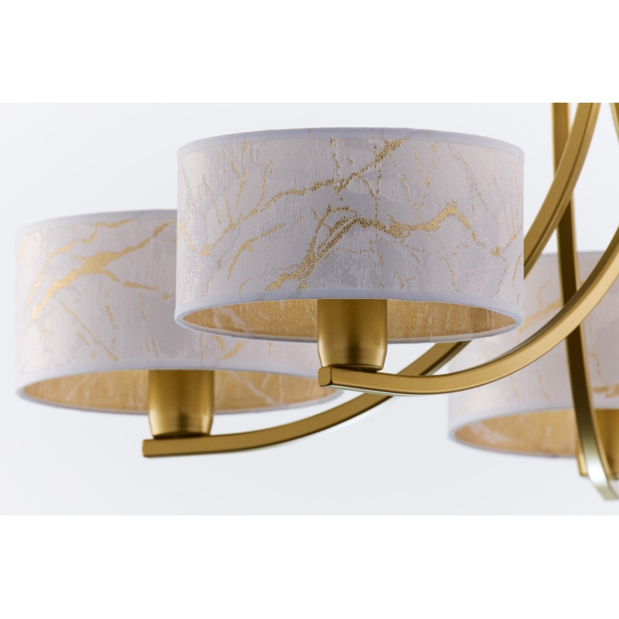 Jupiter 2097 - Kedjehängd ljuskrona ARTHUR 5xE27/15W/230V vit/guld/marmordekor