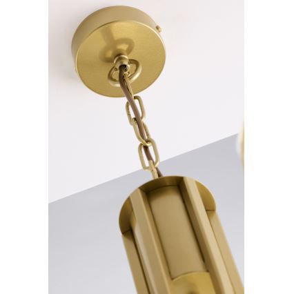 Jupiter 2097 - Kedjehängd ljuskrona ARTHUR 5xE27/15W/230V vit/guld/marmordekor