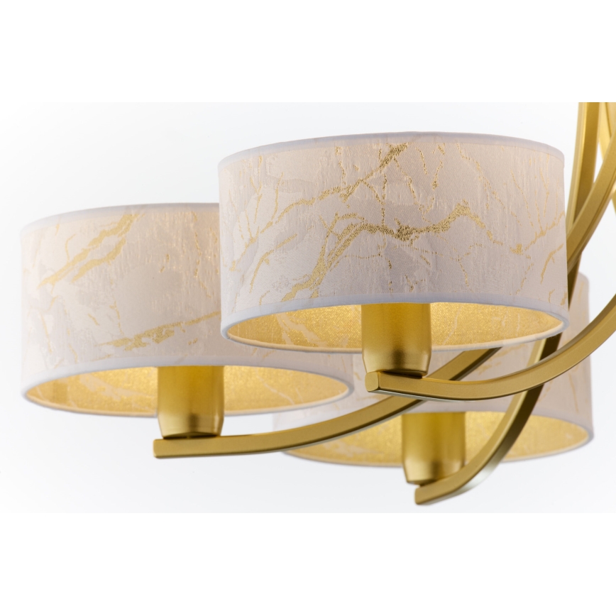 Jupiter 2098 - Ljuskrona med kedja ARTHUR 6xE27/15W/230V vit/guld/marmordekor