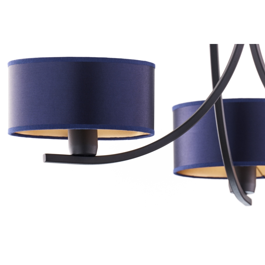 Jupiter 2099 - Ljuskrona med kedja ARTHUR 3xE27/15W/230V blå/svart