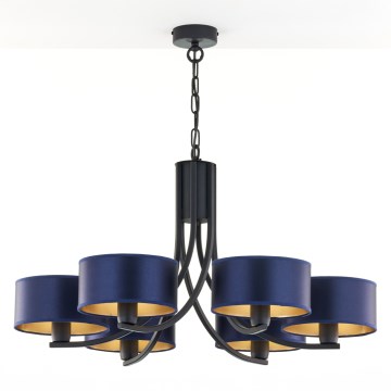 Jupiter 2102 - Taklampa med kedja ARTHUR 6xE27/15W/230V blå/svart