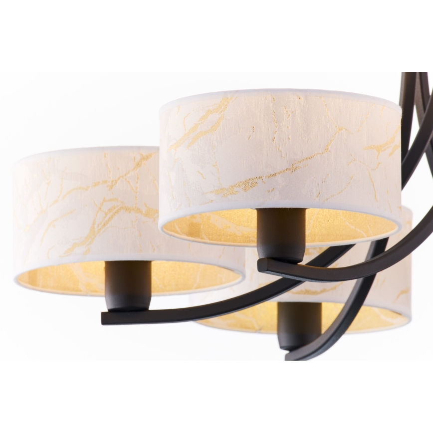 Jupiter 2105 - Ljuskrona med kedja ARTHUR 6xE27/15W/230V vit/svart/marmordekor