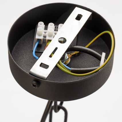 Jupiter 2107 - Taklampa med kedja ARTHUR 5xE27/15W/230V svart/orange/marmordekor