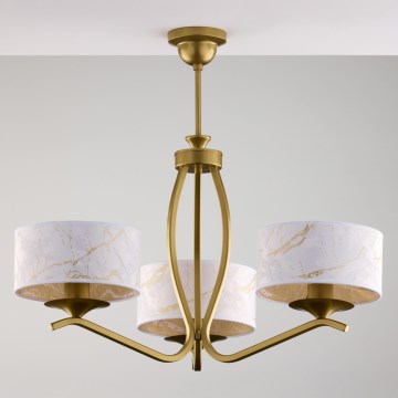 Jupiter 2109 - Taklampa med stång KASZMIR 3xE27/15W/230V vit/guld/marmordekor