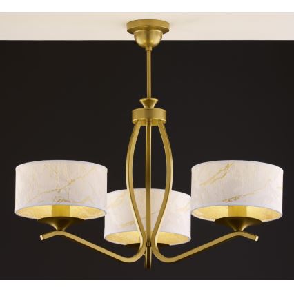 Jupiter 2109 - Taklampa med stång KASZMIR 3xE27/15W/230V vit/guld/marmordekor