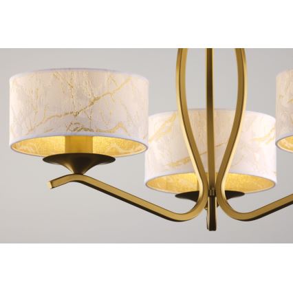 Jupiter 2109 - Taklampa med stång KASZMIR 3xE27/15W/230V vit/guld/marmordekor
