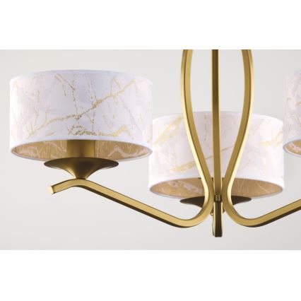 Jupiter 2109 - Taklampa med stång KASZMIR 3xE27/15W/230V vit/guld/marmordekor