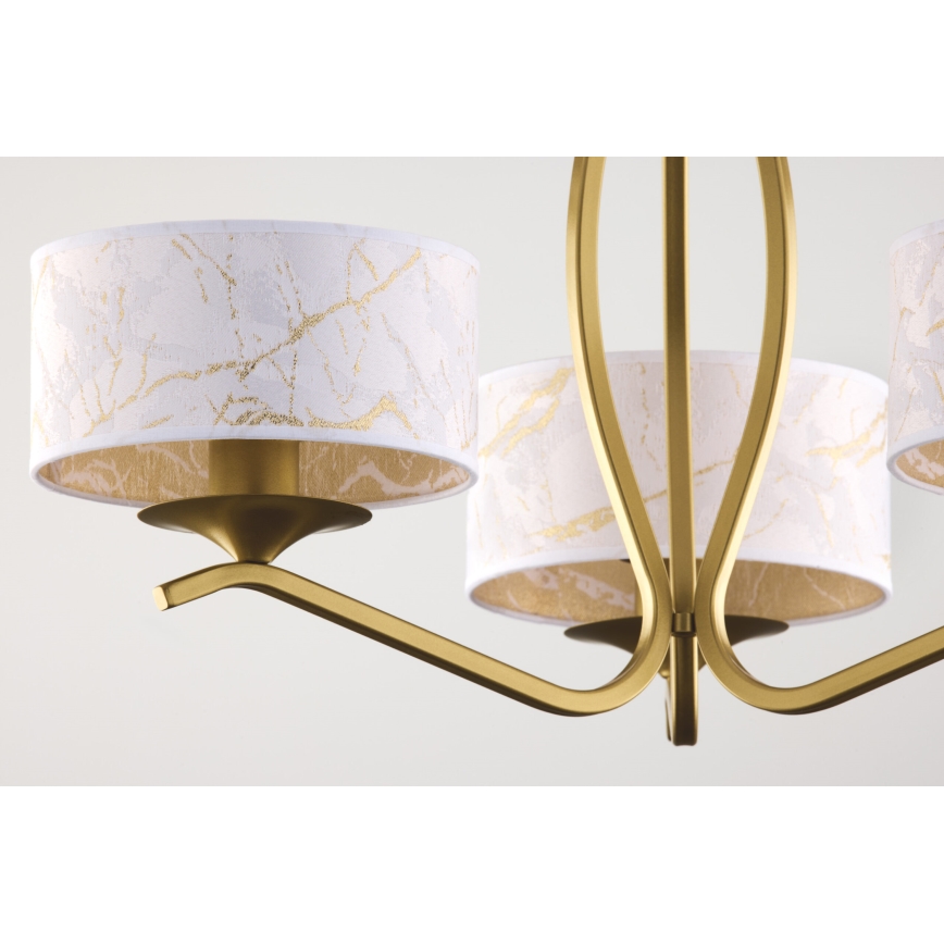 Jupiter 2109 - Taklampa med stång KASZMIR 3xE27/15W/230V vit/guld/marmordekor