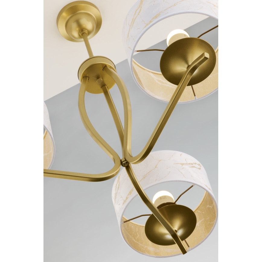 Jupiter 2109 - Taklampa med stång KASZMIR 3xE27/15W/230V vit/guld/marmordekor