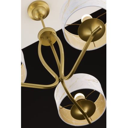 Jupiter 2109 - Taklampa med stång KASZMIR 3xE27/15W/230V vit/guld/marmordekor