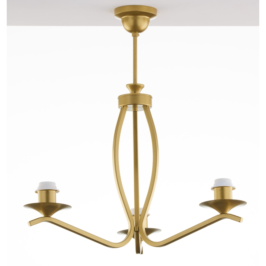 Jupiter 2109 - Taklampa med stång KASZMIR 3xE27/15W/230V vit/guld/marmordekor
