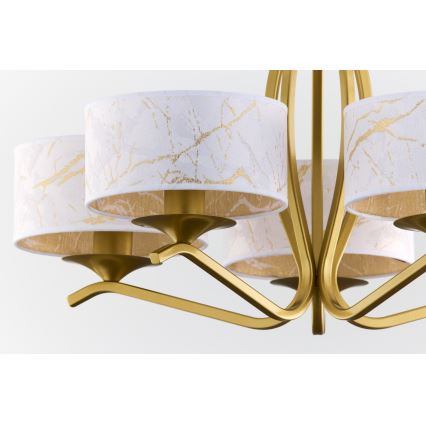 Jupiter 2110 - Taklampa på stång KASZMIR 5xE27/15W/230V vit/guld/marmordekor