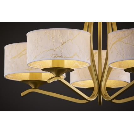 Jupiter 2110 - Taklampa på stång KASZMIR 5xE27/15W/230V vit/guld/marmordekor
