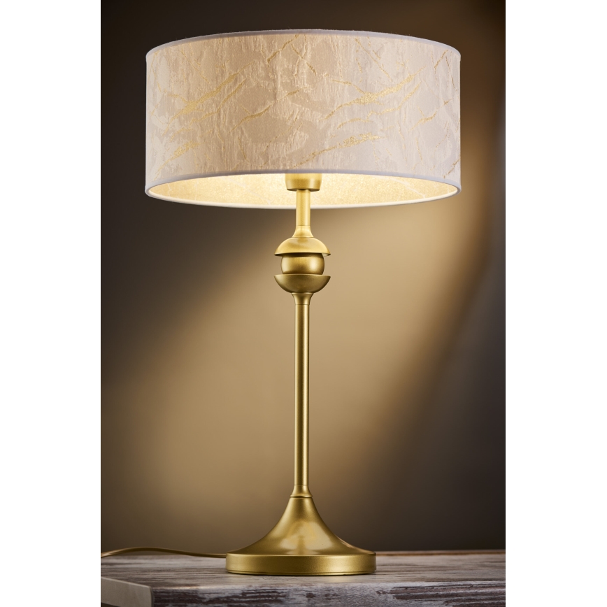 Jupiter 2112 - Bordslampa KASZMIR 1xE27/15W/230V vit/guld/marmordekor