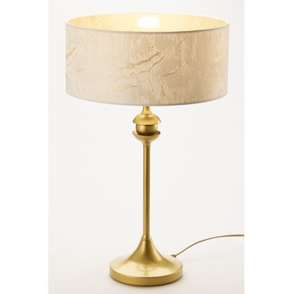 Jupiter 2112 - Bordslampa KASZMIR 1xE27/15W/230V vit/guld/marmordekor
