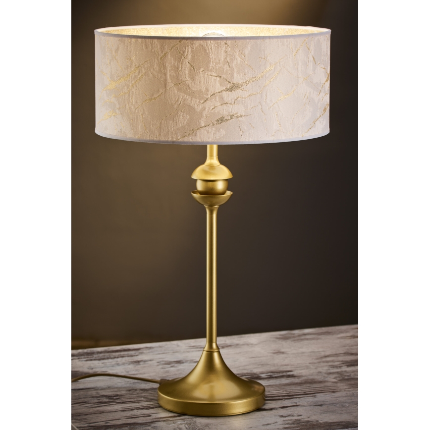 Jupiter 2112 - Bordslampa KASZMIR 1xE27/15W/230V vit/guld/marmordekor