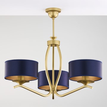 Jupiter 2113 - Taklampa med stång KASZMIR 3xE27/15W/230V blå/guld