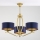 Jupiter 2113 - Taklampa med stång KASZMIR 3xE27/15W/230V blå/guld