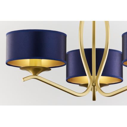 Jupiter 2113 - Taklampa med stång KASZMIR 3xE27/15W/230V blå/guld