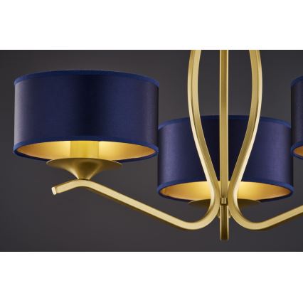 Jupiter 2113 - Taklampa med stång KASZMIR 3xE27/15W/230V blå/guld