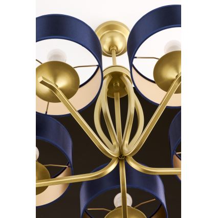 Jupiter 2114 - Stångmonterad taklampa KASZMIR 5xE27/15W/230V blå/guld