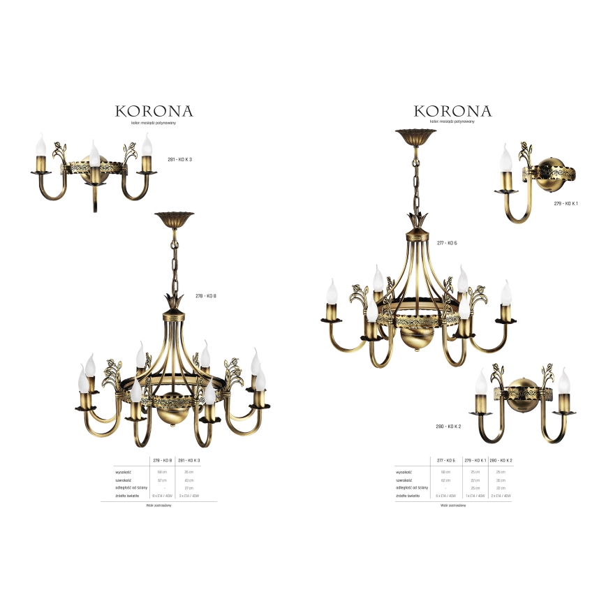 Jupiter 277 - KO 6 - Ljuskrona KORONA 6xE14/40W/230V