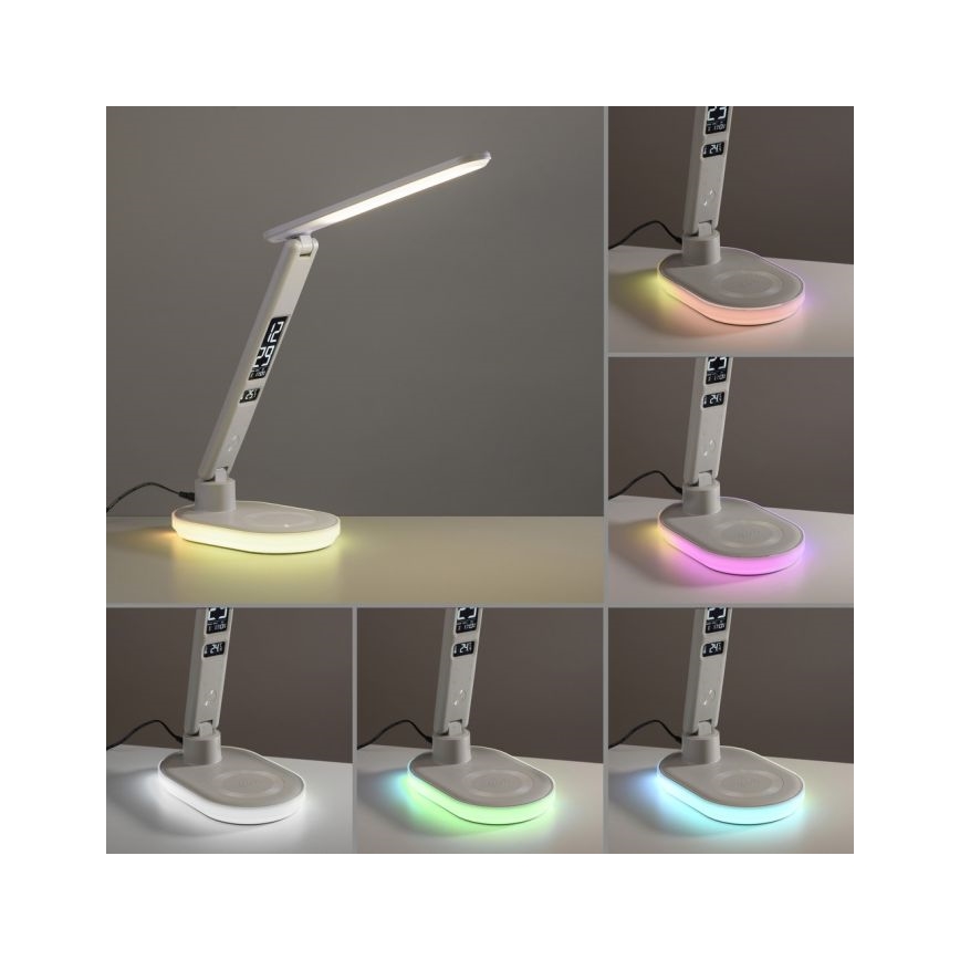 JUST LIGHT. 11018-16 - LED RGBW dimmbar beröringsstyrd bordslampa med trådlös laddning TINA LED/4W/230V vit