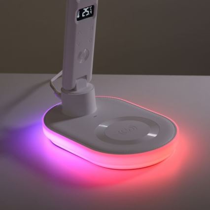 JUST LIGHT. 11018-16 - LED RGBW dimmbar beröringsstyrd bordslampa med trådlös laddning TINA LED/4W/230V vit