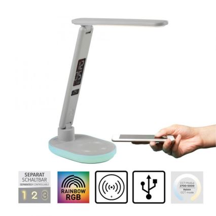 JUST LIGHT. 11018-16 - LED RGBW dimmbar beröringsstyrd bordslampa med trådlös laddning TINA LED/4W/230V vit