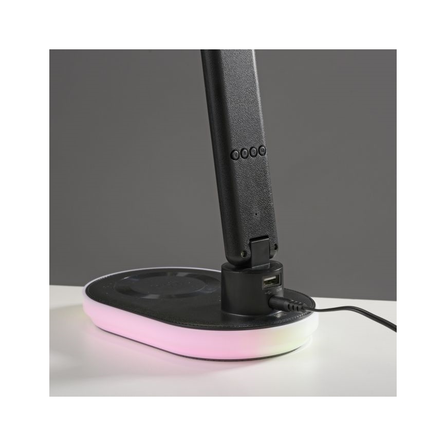 JUST LIGHT. 11018-18 - LED RGBW dimbar bordslampa med touchdimmer och trådlös laddning TINA LED/4W/230V svart