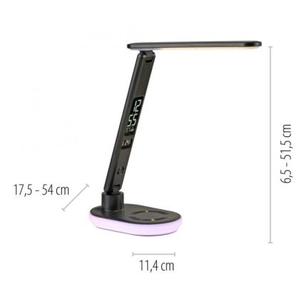 JUST LIGHT. 11018-18 - LED RGBW dimbar bordslampa med touchdimmer och trådlös laddning TINA LED/4W/230V svart