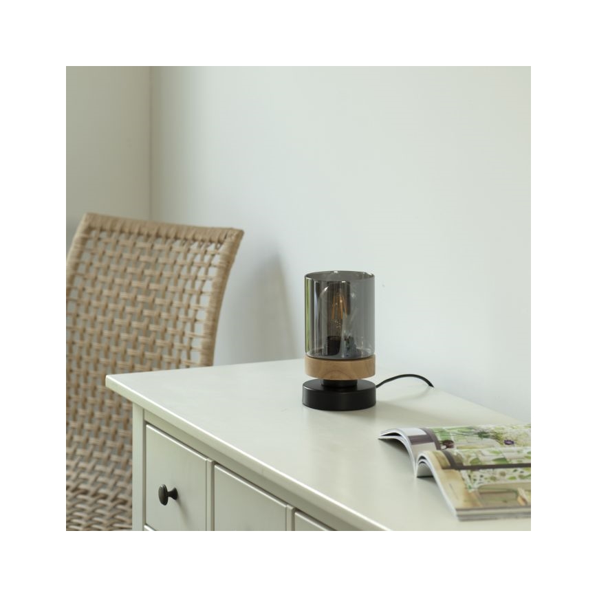 JUST LIGHT. 11310-18 - Bordslampa PASQUAL 1xE27/40W/230V svart/gummiträd